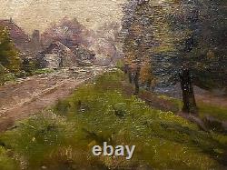 Oil On Panel Debut Xxeme Barbizon Foret Path Home Frame Stuque A4173