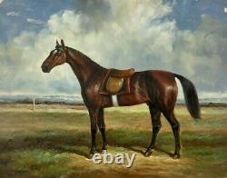 Oil On Panel Horse Stool In Frame Wood Noirci End XIX Eme B3010