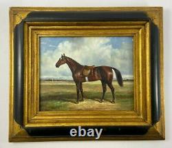 Oil On Panel Horse Stool In Frame Wood Noirci End XIX Eme B3010