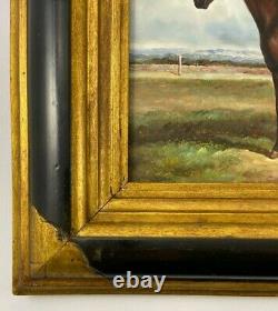 Oil On Panel Horse Stool In Frame Wood Noirci End XIX Eme B3010