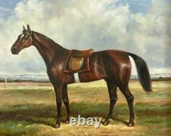 Oil On Panel Horse Stool In Frame Wood Noirci End XIX Eme B3010