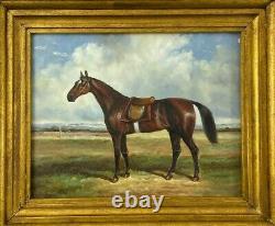 Oil On Panel Horse Stool In Frame Wood Noirci End XIX Eme B3010