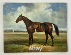 Oil On Panel Horse Stool In Frame Wood Noirci End XIX Eme B3010