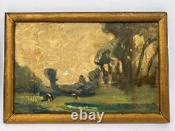 Oil On Panel Painting On Wood Xixeme Barbizon Frame Stuc A4088