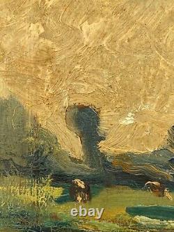 Oil On Panel Painting On Wood Xixeme Barbizon Frame Stuc A4088