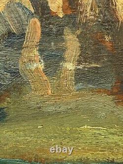 Oil On Panel Painting On Wood Xixeme Barbizon Frame Stuc A4088