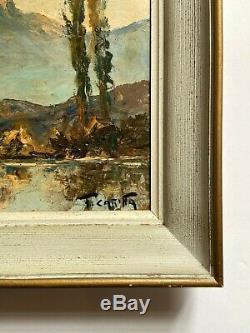 Oil On Panel Signed By Francis Cariffa Mont Granier Frame Wood B3006