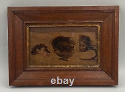 Oil On Panel Woman 3 Faces Profile XIX Eme Frame Wood E Jacob H533