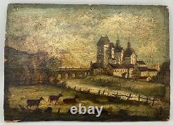 Oil On Panel Wood 1920 Landscape Riviere Village A4493