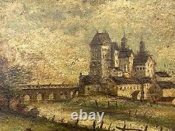 Oil On Panel Wood 1920 Landscape Riviere Village A4493