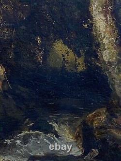 Oil On Panel Wood Barbizon Xixeme Pecheurs Riviere Underwood A4081