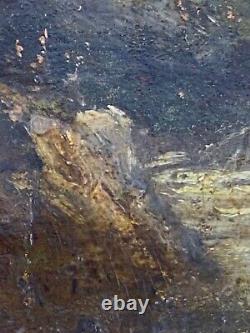 Oil On Panel Wood Barbizon Xixeme Pecheurs Riviere Underwood A4081
