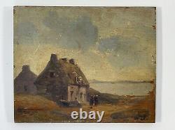 Oil On Panel Wood Theme Marin Beach De Mousterian Xixeme B1064