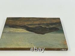 Oil On Panel Wood Theme Marin Sea View With Rock Inscription B1059