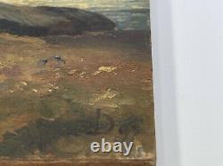 Oil On Panel Wood Theme Marin Sea View With Rock Inscription B1059