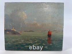 Oil On Panel Wood Theme Marin XIX Eme Gulf Of Morbihan Inscription B1057