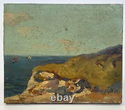 Oil On Panel Wood Theme Marin XIX Eme Island D Arz Inscription B1060