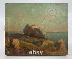 Oil On Panel Wood Theme Marin XIX Eme View From Brittany B1072