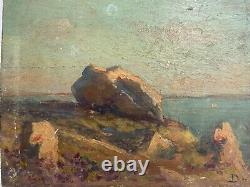 Oil On Panel Wood Theme Marin XIX Eme View From Brittany B1072