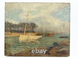 Oil On Panel Wood Theme Marin Xixeme Almost Ile De Conleau D98 B1069