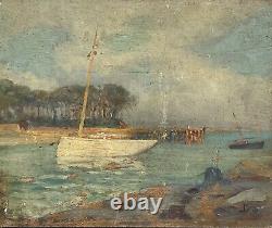 Oil On Panel Wood Theme Marin Xixeme Almost Ile De Conleau D98 B1069