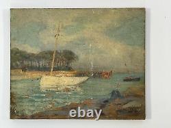 Oil On Panel Wood Theme Marin Xixeme Almost Ile De Conleau D98 B1069