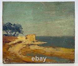 Oil On Panel Wood Theme Marin Xixeme Berder Island B1058