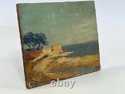 Oil On Panel Wood Theme Marin Xixeme Berder Island B1058