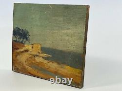 Oil On Panel Wood Theme Marin Xixeme Berder Island B1058