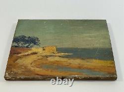 Oil On Panel Wood Theme Marin Xixeme Berder Island B1058
