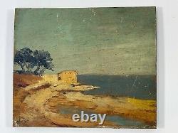 Oil On Panel Wood Theme Marin Xixeme Berder Island B1058