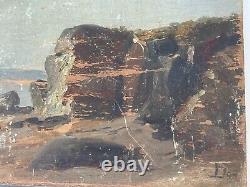 Oil On Panel Wood Theme Marin Xixeme Landscape Brittany D97 Inscrption B1070