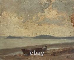 Oil On Panel Wood Theme Marin Xixeme Logoden Islands Marking D92 B1065