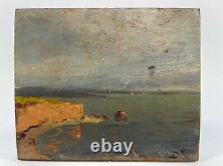 Oil On Panel Wood Theme Marin Xixeme Pointe De Larmor Bretagne D91 B1068