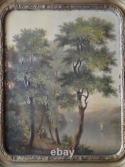 Oil On Panel XIX Eme By J Deschamps 1856 Theme Landscape Foret (b1128)
