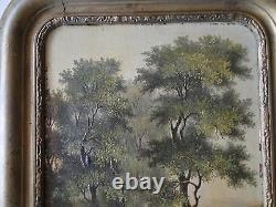 Oil On Panel XIX Eme By J Deschamps 1856 Theme Landscape Foret (b1128)