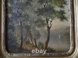 Oil On Panel XIX Eme By J Deschamps 1856 Theme Landscape Foret (b1128)