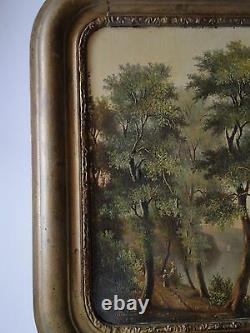 Oil On Panel XIX Eme By J Deschamps 1856 Theme Landscape Foret (b1128)