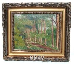 Oil On Toile Chemin In Sub-bois 19th Framework Dore & Stuc Ancien