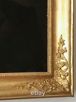 Oil On Toile Portrait Of Man, Cadre In Gilded Wood Cherubins Empire 19th