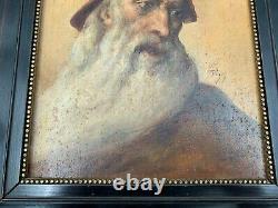 Oil On Trigo Panel Portrait Man A La Barbe Renaissance Wood Frame G2332