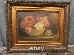 Oil On Wood 19th, Still Life, Bouquet Of Flowers Signed Lenoir