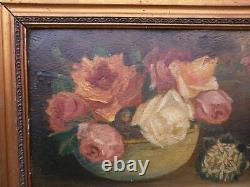 Oil On Wood 19th, Still Life, Bouquet Of Flowers Signed Lenoir