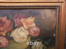 Oil On Wood 19th, Still Life, Bouquet Of Flowers Signed Lenoir