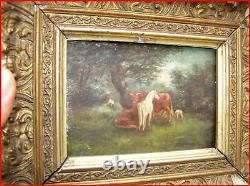Oil On Wood Cow, Horse And Sheep Upwind 18th