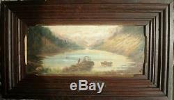 Oil On Wood Lake-in-pyrenees-gaube From Vignemale Peak-mountain-nineteenth Eme-signing