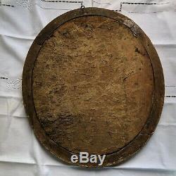 Oil On Wood Oval The Chevriere And The Vacher 18 Eme Century Good Condition