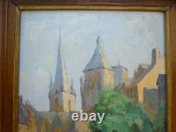 Oil On Wood Panel Alexandre Gaillard Deschamps Marche A Guingamp Brittany