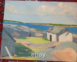 Oil On Wood Panel Landscape Maison Rochers In Front Of Frank Morse-rummel River