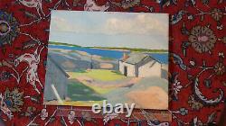 Oil On Wood Panel Landscape Maison Rochers In Front Of Frank Morse-rummel River